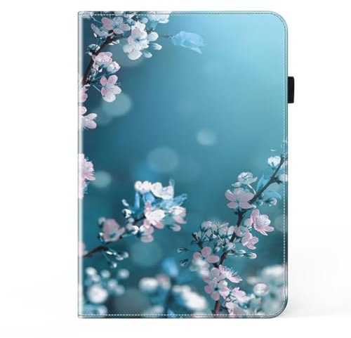 Huawei MediaPad T3 10, custodia protettiva in pelle PU sottile e pieghevole, leggera, con funzione sleep/wake automatica, per Huawei MediaPad T3 10, fiori di prugna
