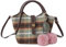 CORIOS Damen Tweed Handtasche Tartan Schultertasche Mittleres Fassungsvermögen Einkaufstaschen Elegant Umhängetasche Retro Tragetasche Tote Beutel Büro Reisen Alltag Henkeltaschen Grün