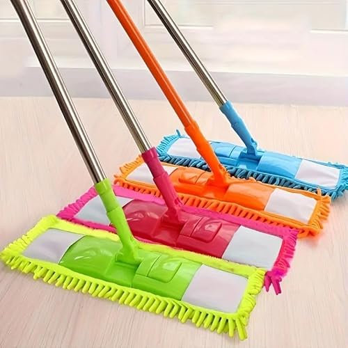 Lavavetri 3 in 1 Manico Bastone Telescopico Serramenti Porte Finestre Vetrate Professionale Lavapavimenti Parquet Marmo Piastrelle Mocio Mop Triangolare Rotante Pulizia Estensibile (MOP VERDE)