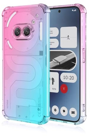 EASSGU Funda para NothingPhone (2A) / NothingPhone (2A) Plus (6.7 Inches), Carcasa Protectora de Color Degradado Transparente, Case para Teléfono Anticaída y Antiarañazos - Rosado Verde