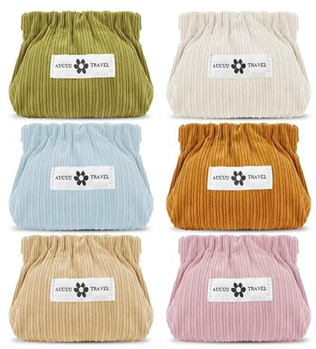 Aucuu self-Closing Spring Storage bag-6pcs-milk White+Light Blue+Grass Green+Peach Pink+Coffee+Apricot