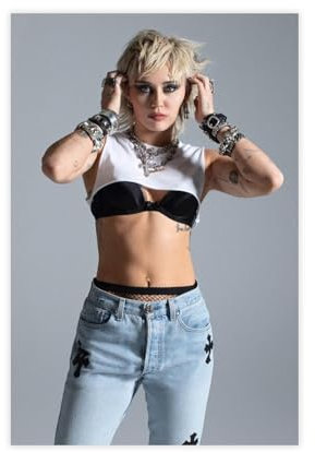 LoueN Miley Cyrus Poster (5) Leinwandposter, Wandkunst, Dekordruck, Bild Gemälde für Wohnzimmer, Schlafzimmer, Dekoration, ungerahmt, 60 x 90 cm