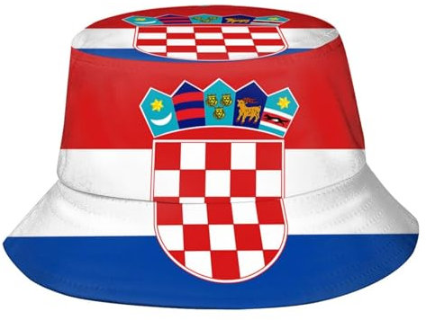GeRRiT Fischerhut mit Kroatien-Flagge, Fischerhut, kroatischer Fischerhut, Sonnenhut zum Angeln, Wandern, Camping, Kroatien-05, One size