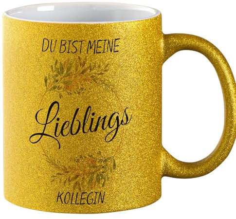Huuraa Glitzer Kaffeetasse Du Bist Lieblings Kollegin Geschenk 330ml Gold Du Bist Geschenkidee