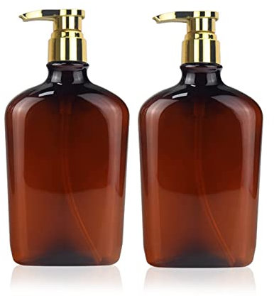 MYVVKIA Seifenspender, Handseifenspender, 500 ml, Seifenspender, Flache Flasche, leerer nachfüllbarer Behälter, Körperlotion, Shampoo, Spülung, Shampoo-Pumpflasche, 2 Stück, manu