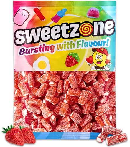 Sweetzone Mini Fizzy Strawberry Pencils 1kg Gummy Sweets, Retro Sweets Tub, Candy Sticks, Halal Sweet, Sweet Bulk, Candy Cart, Gummy Candies, UK British Candies