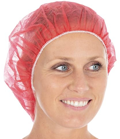 FRANZ MENSCH 1000 Stück Hygonorm Baretthauben Bettina Light | PP, rot, Einheitsgröße, Ø: 60cm, Beutel, Karton, Baretthauben, OP Kopfhauben, Einweghauben