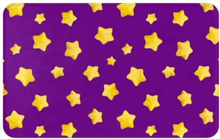 VOSERY Tappeto da bagno 76 x 50 cm, morbido e assorbente, antiscivolo, lavabile in lavatrice, motivo: stella dorata, colore: viola