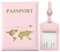 GIKPAX Reisepasshülle, Gepäckanhänger, Reisepasshülle aus PU-Leder, Reisebrieftasche für Reisepass, Ticketkarte, Bordkarten, Kreditkarte, Visitenkarten (Rosa)