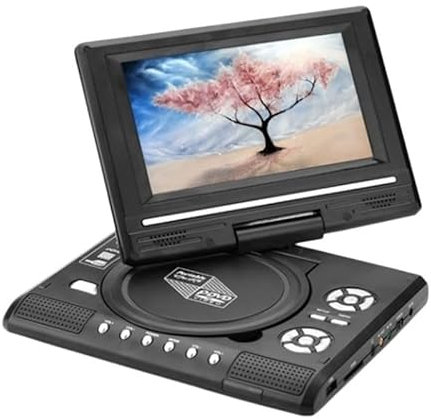 HEALBYBLE Tragbarer mobiler DVD-Fernseher mit integriertem Akku, drehbarer intelligenter Mini-Fernseher mit Abschaltspeicherfunktion,Multiformat-Kompatibilität