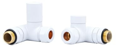 Lux Heat Dual-Fuel Corner White Manual Round Radiator Valve Set