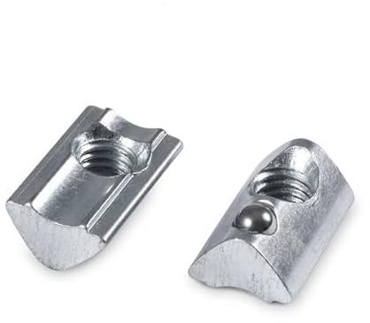 50 Stück Nutensteine Nut 6 - M5 Stahl verzinkt - mit Führungssteg und Federkugel einschwenkbar Profilmutter für Aluprofil 30x30 Nut 6, kompatibel mit item 0.0.419.43
