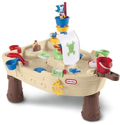 little tikes Anchors Away Pirate Ship Wasserspieltisch mit Kanone, Schleudern und Spritzern, fördert kreatives Spielen, Alter 3-10 Jahre