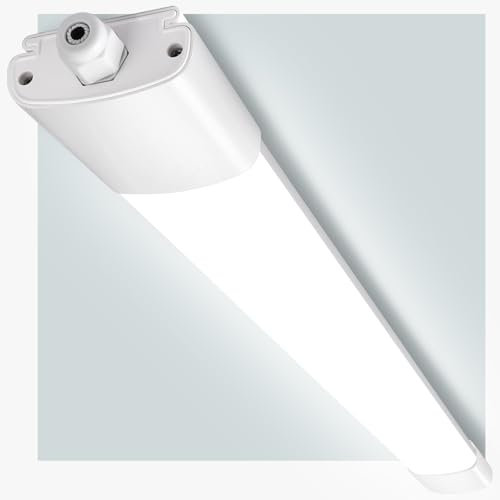 Oraymin Feuchtraumleuchte LED 150CM, 45W 5000LM LED Deckenlampe Schlafzimmer, 4000K Deckenleuchte, IP65 Feuchtraumlampe als Kellerleuchte, Balkon Beleuchtung, Badlampe Decke, nur 3.2CM Bauhöhe