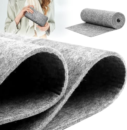 Filzrolle Filzstoff 40cm x 250cm Meterware,3mm Stark,Filzmatte,Filz für DIY Aufbewahrungstasche Patchwork Nähen Filz zum Basteln Handwerken Dekoration Hellgrau