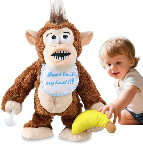 Brauner Bananenaffe, schreiender, lustiger Plüsch-Stoffkörper, der interaktives Spielzeug mit neuartiger Form schüttelt, Kindererziehung, animierte Drehgeschenke für Geburtstagsfeiern, lustiges Spielz