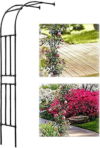 Black Metal Arch Trellis Half Dome Weatherproof Climbing Plants Pavilion Decorative Wedding Arch Pergola 220 x 240 x 40 cm Outdoor Festive Decoration