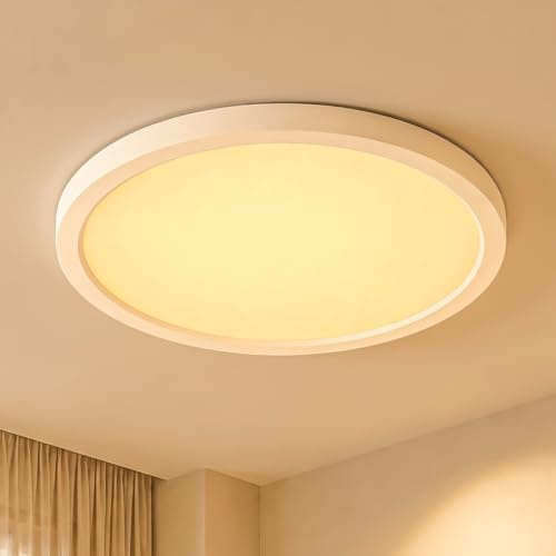 LQWELL® Deckenleuchte LED Deckenlampe, IP44 Wasserfest Badlampe Rund Flach 50W 3000K 5500LM Modern Schlicht Lampe Dünn für Wohnzimmer Badezimmer Schlafzimmer Küche Balkon Keller, 600 * 25mm