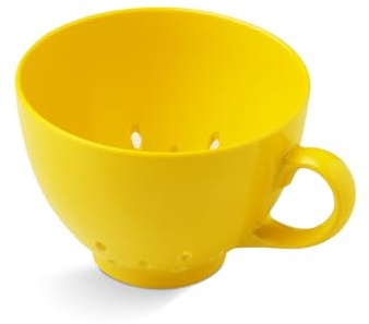 Zeal Berry Colander Cup, Small Hand-held Cup Shape Melamine Strainer/Sieve, for Washing & Draining Fruits, and Berries (10cm) - Yellow