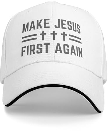 ACEPrints „Jesus-erst-zuerst-Wieder-Mütze, christliches Kreuz, Gott 2024, Segne Amerika 2025, Baseballkappe, Herren, Damen, Dad Trucker