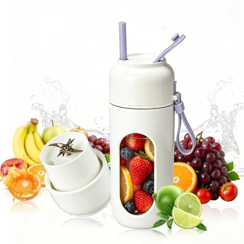 JTF Batidora de Vaso Portatil 340ML con 12 Cuchillas (Morado) | Mini Licuadora para Batidos y Smoothies,Portable Blender para Gimnasio, Oficina,Exteriores Deportes y Viajes