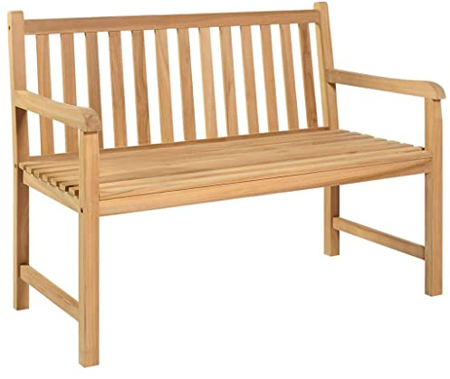 HFXHIJXQ Gartenbank 114 cm Teak Massivholz wetterfest, modernes Design mit Armlehne, 114 x 60 x 90 cm, platzsparend für Balkon Terrasse Garten