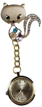 OKUMEYR Nurse Clip On Watch with Zinc Alloy and Rhinestone Inlaid, Powered by Button 626 Battery for Settings