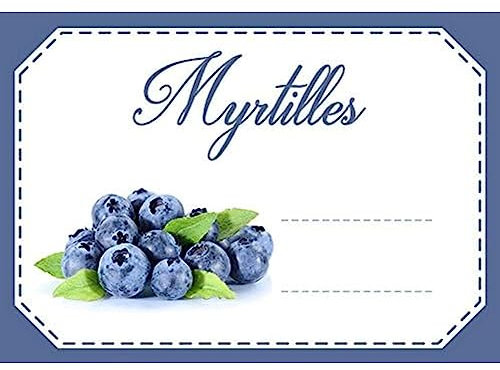 Lot d'étiquettes autocollantes pour confiture, faciles à décoller, adhésives, idéales pour l'étiquetage de vos pots de confitures et bocaux fait maison - Mon Bio Jardin (30x Myrtille - A8)