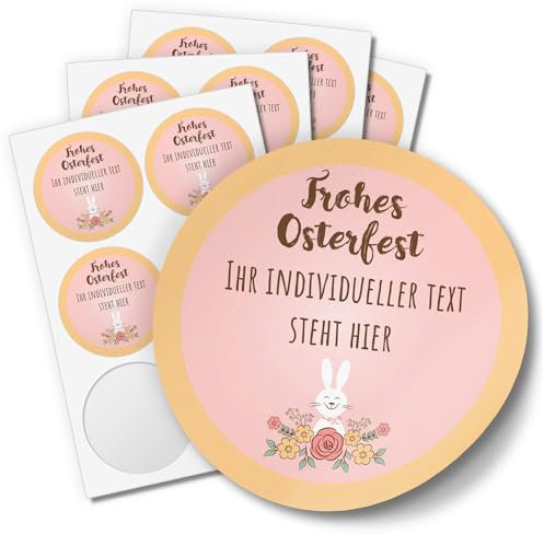 24 INDIVIDUELLE runde Etiketten für Ostern SELBER GESTALTEN: Personalisierte Aufkleber für Frohe Ostern, Geschenke, Ostereier, Hase, für Namen, Produkte, Gläser, basteln, Deko, Osternest, Ostergrüsse