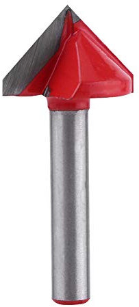 BE-TOOL Fraise à rainurer en V 22 mm × 90 ° Pointe en carbure 2 cannelures Type V Rainure Routeur CNC Gravure 3D Outil de coupe du bois avec tige 6 mm