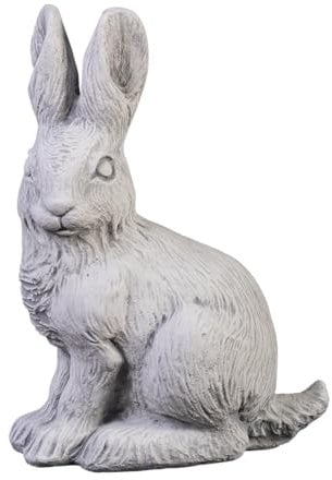 gartendekoparadies.de Sitzender Hase, Steinfigur, H. 30 cm, 4 kg, Grau, frostsicher aus Steinguss für Außenbereich