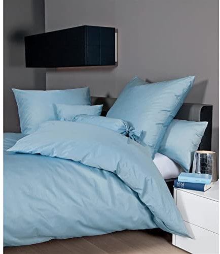 Janine Mako Satin Bettwäsche Uni Colors 155 x 200 cm perlblau