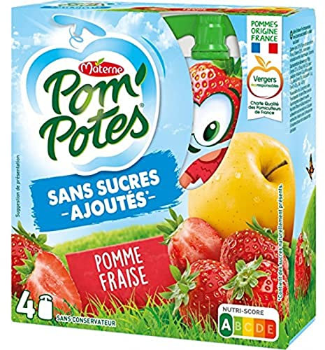 Materne Spécialité de fruits pomme/fraise, sans sucres ajoutés - Les 4 gourdes de 90g