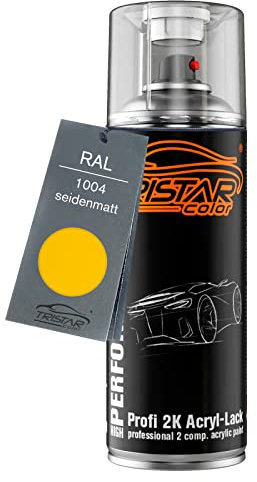 TRISTARcolor RAL 1004 Goldgelb seidenmatt 2K Acryl Spraydose Sprühdose Spritzlack Sprühlack 400 ml schnelltrocknend