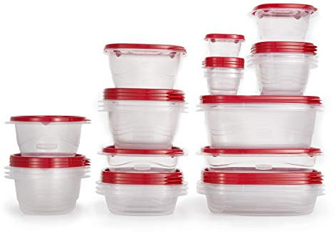 Rubbermaid TakeAlongs Food Storage Containers, 52 Pieces, Ruby Red