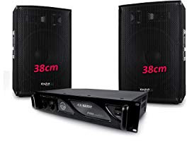 Ibiza Pack Sono DJ Animation Enceintes DISCO15B Bass Reflex CLUSTER 2x700W + Amplificateur PRO MyDj AX 2000W Noir XLR RCA