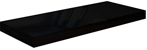 vidaXL Wandregal Schwebend Hängeregal Wandboard Bücherregal Regalbrett Schweberegal CD DVD Regal Dekoregal Hochglanz-Schwarz 60x23,5x3,8cm MDF