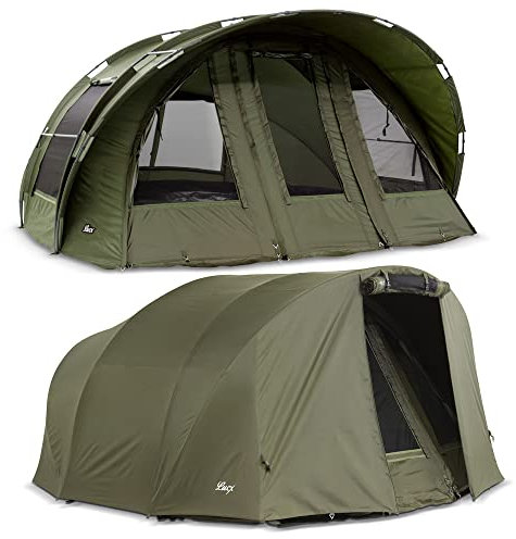 Lucx Leopard XXL Bivvy Angelzelt für 2-4 Mann - großes Karpfenzelt mit Überwurf (Winterskin), herausnehmbarer Bodenplane & 10.000 mm Wassersäule