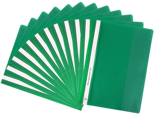 GUOKOFF A4 Project Folder (Green, Pack of 12) Plastic Report Files 2 Prong, A4 Report Project Document File Folders, Presentation Project Folder for Office School