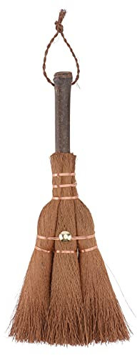 Mini Brown Broom for Tea Ceremony, Desk, Car, and Keyboard - Small Cleaning Brush With Palm Whisk Broomstick - Handheld Straw Brush for Children