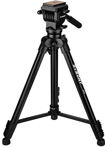 Svbony SA402 Camera Tripod Fluid Head Aluminum, Professional Travel Tripod with Quick Release Plate, 64.56 inches 360 Degree Panorama Travel Tripod, for Video SLR Camera Photography Spotting Scopes
