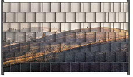 Wallario Zaun Sichtschutz Windschutz für EIN- und Doppelstabmattenzäune in der Größe Breite 2,50m x Höhe 1,40m, Motiv: Herbstliche Felder bei Sonnenaufgang