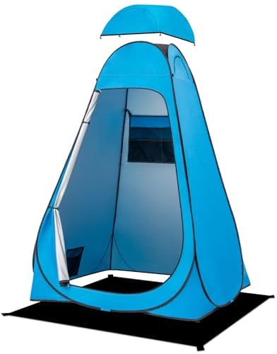 BRIAN & DANY Pop Up Toilet Tent, Portable Shower Privacy Changing for Camping, Hiking, Beach - UPF 50+ & Waterproof, 120 x 120 x 190cm, Blue