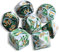 QMAY DND Dice Polyedrisches Würfel Set - 7 Stück für Dungeon und Dragons MTG RPG D&D D20, D12, D10, D%, D8, D6, D4 (Grün gemischt Weiß)