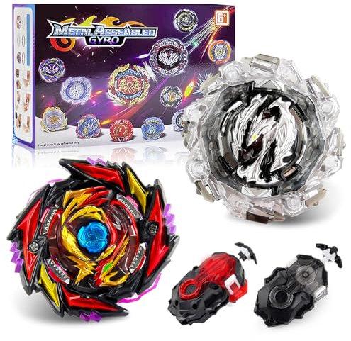 Acebwhtoy 2 in1 Bey Burst Turbo Blade Set, 4D Metal Fusion Kreisel mit Starter, Kampfkreisel Geschenk für Weihnachten, Geburtstag, Kreisel für Kinder ab 6 Jahren