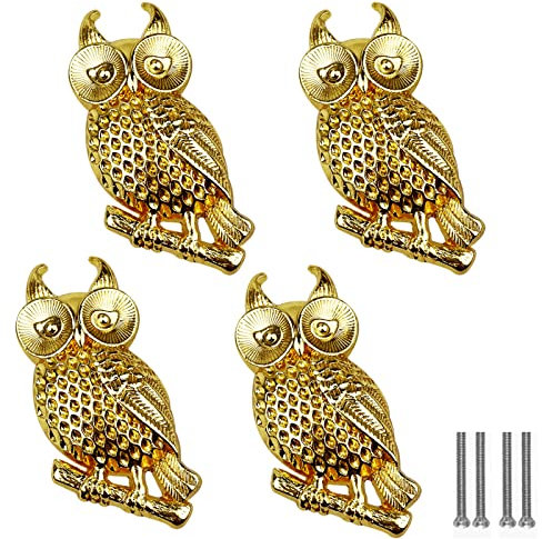 Powerful 4 Pcs Owl Drawer Knob Cabinet Handles Door Knobs Cabinet knobs with Screws (4 Pcs Owl)