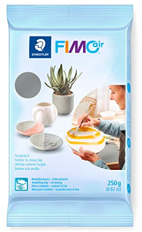 STAEDTLER lufttrocknende Modelliermasse FIMO air, grau, sofort gebrauchsfähig, kein Brennvorgang notwendig, 250g, angenehme Haptik, klebt nicht, mind. 95% natürliche Rohstoffe, 8103-80