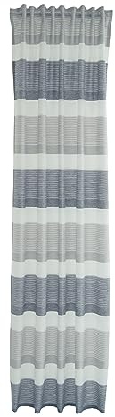 Homing Gardine Streifen | halbtransparent Gemustert modern | dekorativ grau