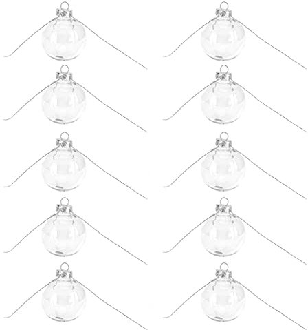 belupai 10 Stück Klare Weihnachtsbaumkugeln, Transparente, Befüllbare Kunststoff-Ornamente, Kugeln, DIY, Weihnachtsdekoration, Hängende Kugeln, Kugeln für Weihnachten, Hochzeit, Party,(6cm/2.4in)