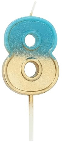 Folat 24228 Kuchen Kerze Retro Ziffer/Zahl 8 Blau Geburtstagskerzen für Geburtstag, Geburtstagsdeko, für Kinder Partys, Hochzeiten, Firmenfeiern, Jubiläen, 5 cm